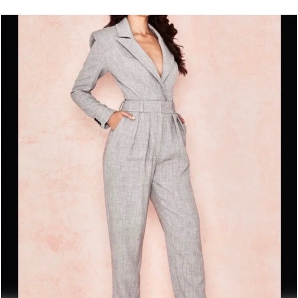 House of CB GREY SUIT JACKET BODYSUIT size small
